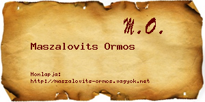 Maszalovits Ormos névjegykártya